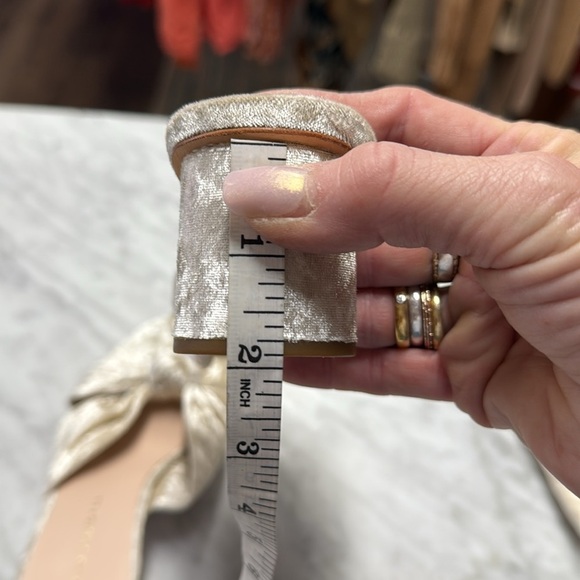 Loeffler Randall Celeste Velvet Slip on Sandal in Metallic Beige Size 7 - Picture 11 of 12